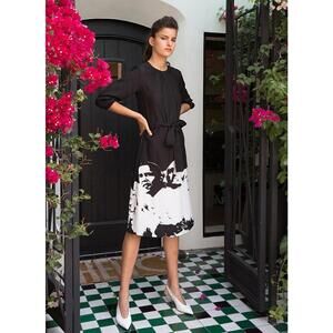 Built By Wendy Obama Mount Rushmore (Revised) Midi Tea Dress 3/4 Puff Sleeves M